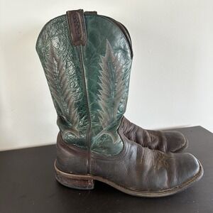 Men's Boulet Western Cowboy Boots Men's Rider Sole  Bison Leather 10.5 E Green‎